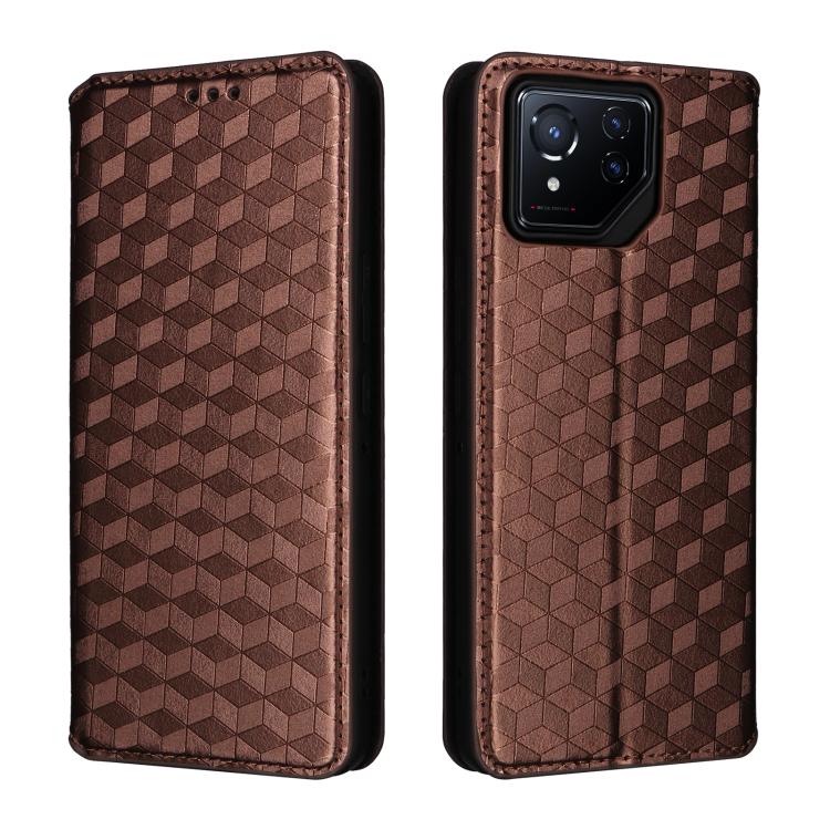 For Asus ROG Phone 8 / ROG Phone 8 Pro Cubic Grid Texture Flip Leather Phone Case