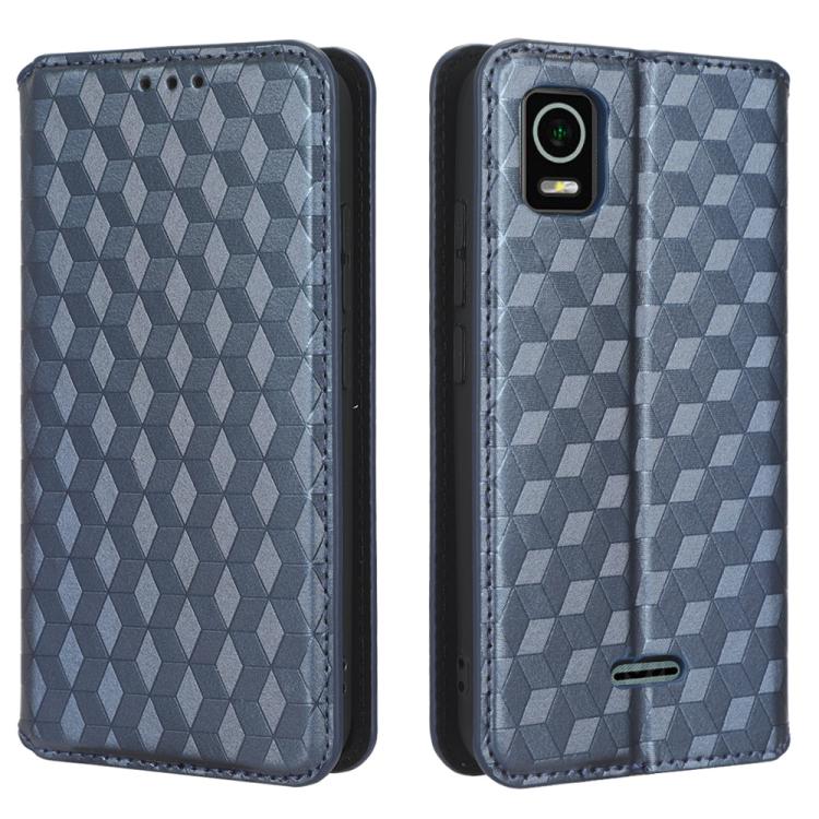 For Cricket Debut Smart Cubic Grid Texture Flip Leather Phone Case