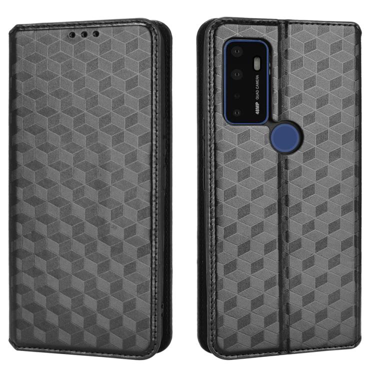 For Cricket Dream 5G Cubic Grid Texture Flip Leather Phone Case