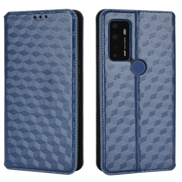 For Cricket Dream 5G Cubic Grid Texture Flip Leather Phone Case