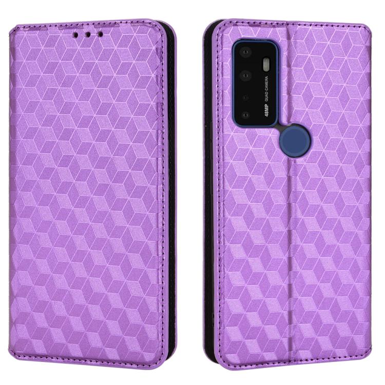 For Cricket Dream 5G Cubic Grid Texture Flip Leather Phone Case