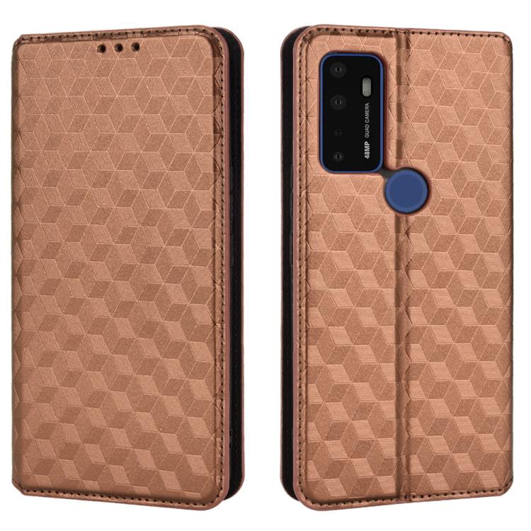 For Cricket Dream 5G Cubic Grid Texture Flip Leather Phone Case