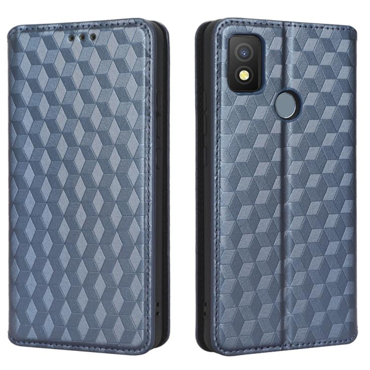 For Cricket Icon 4 Cubic Grid Texture Flip Leather Phone Case