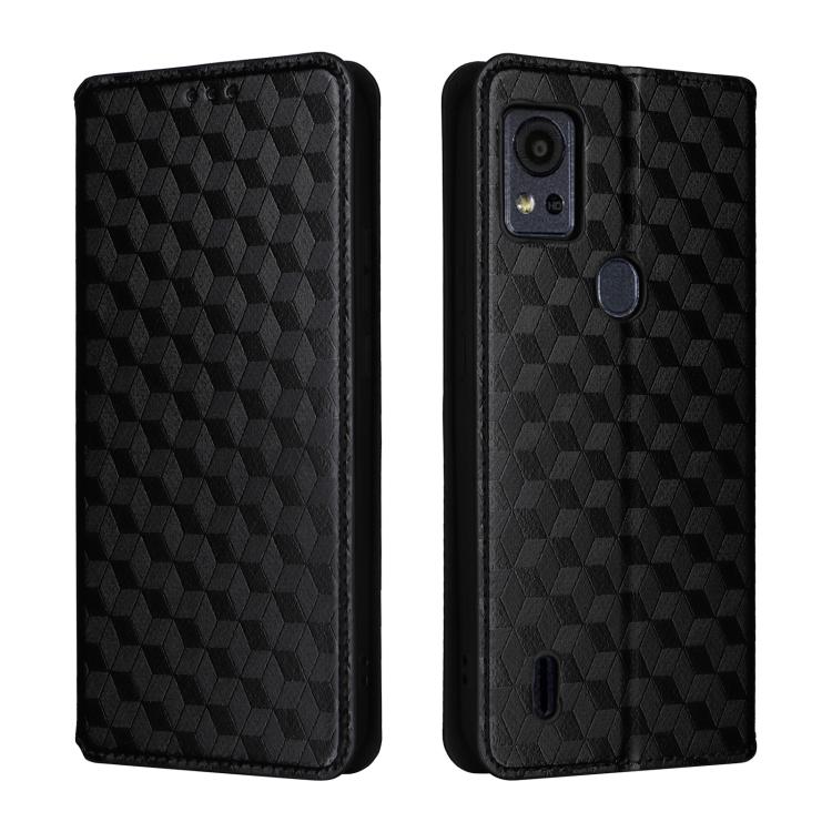For Cricket Icon 5 Cubic Grid Texture Flip Leather Phone Case