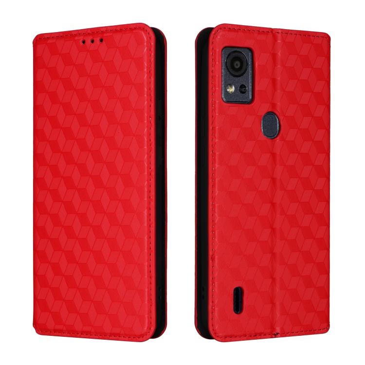 For Cricket Icon 5 Cubic Grid Texture Flip Leather Phone Case