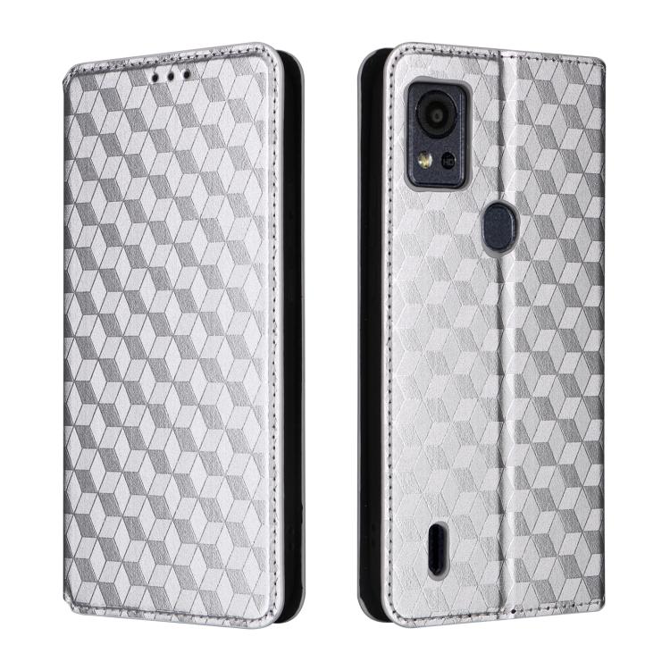 For Cricket Icon 5 Cubic Grid Texture Flip Leather Phone Case