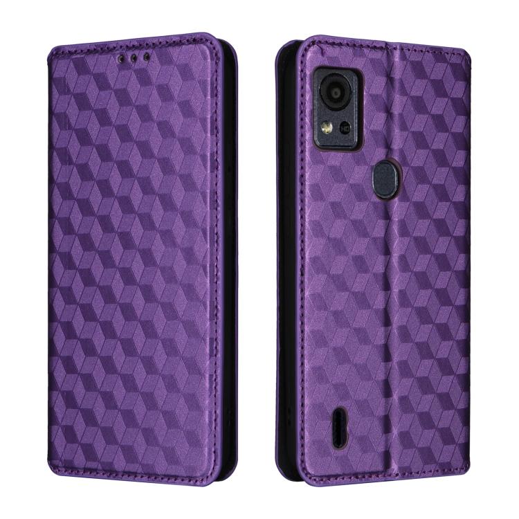 For Cricket Icon 5 Cubic Grid Texture Flip Leather Phone Case