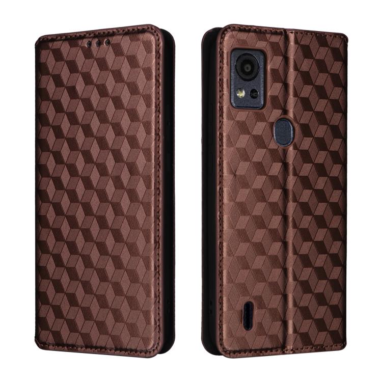 For Cricket Icon 5 Cubic Grid Texture Flip Leather Phone Case