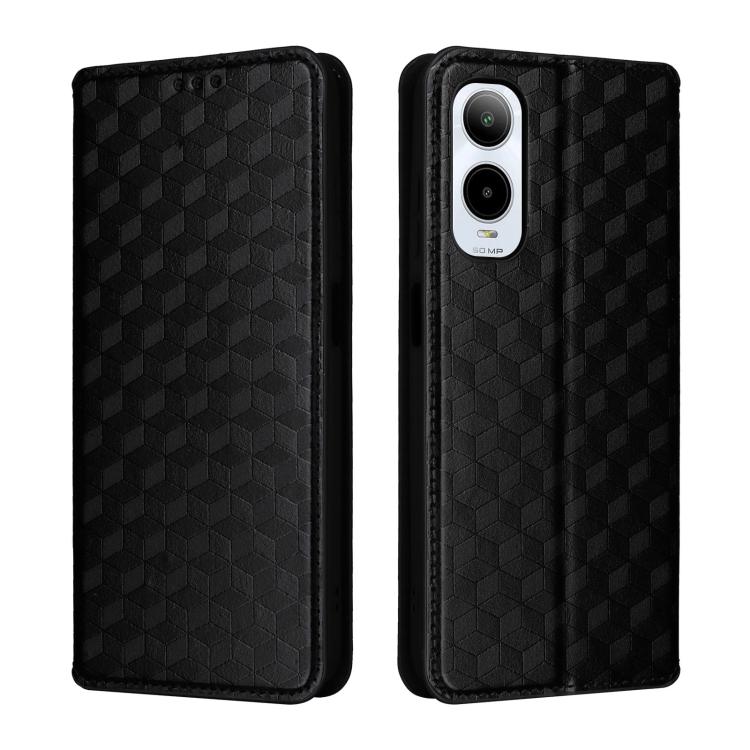 For Cricket Icon 6 Cubic Grid Texture Flip Leather Phone Case