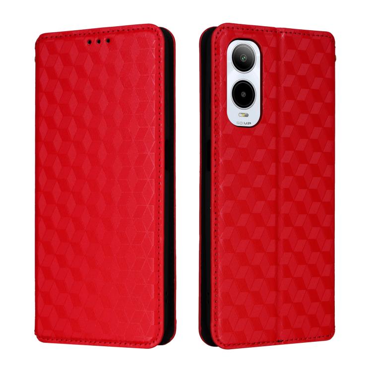 For Cricket Icon 6 Cubic Grid Texture Flip Leather Phone Case