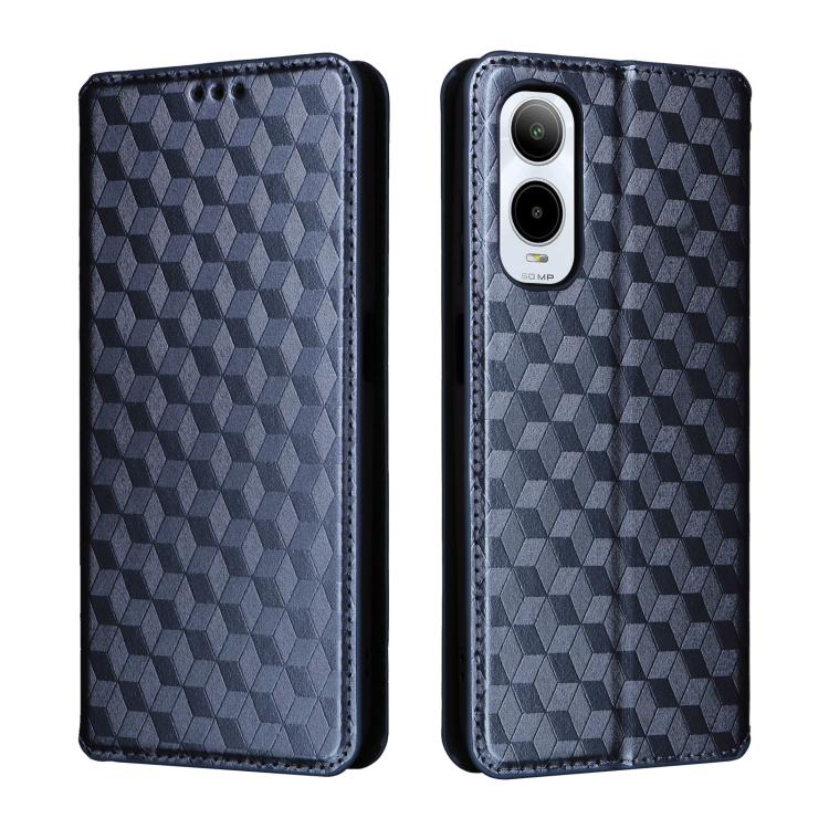 For Cricket Icon 6 Cubic Grid Texture Flip Leather Phone Case