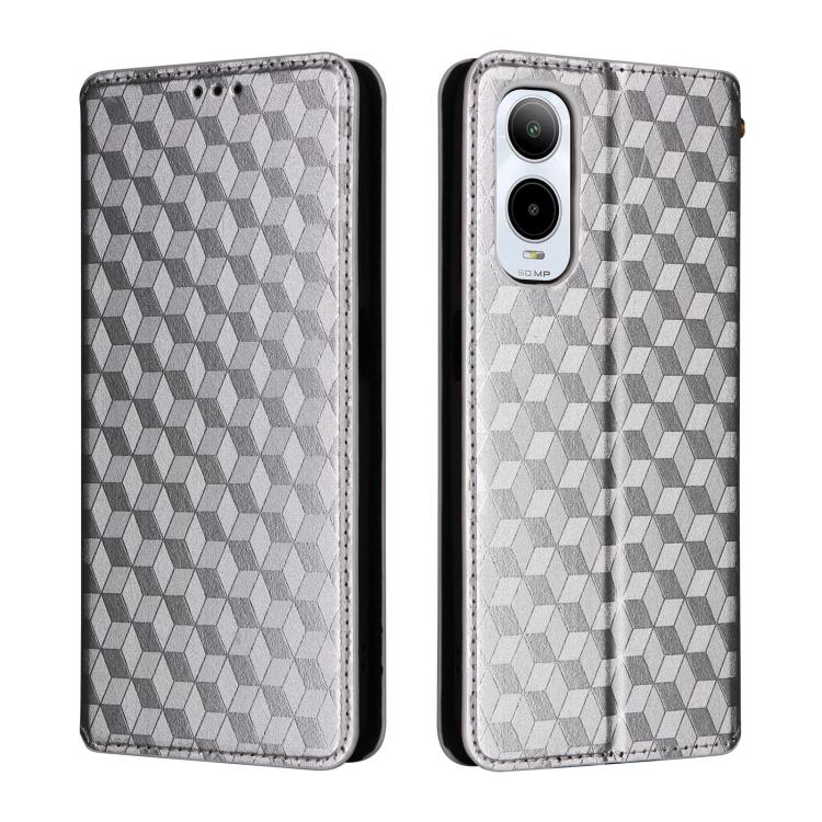 For Cricket Icon 6 Cubic Grid Texture Flip Leather Phone Case