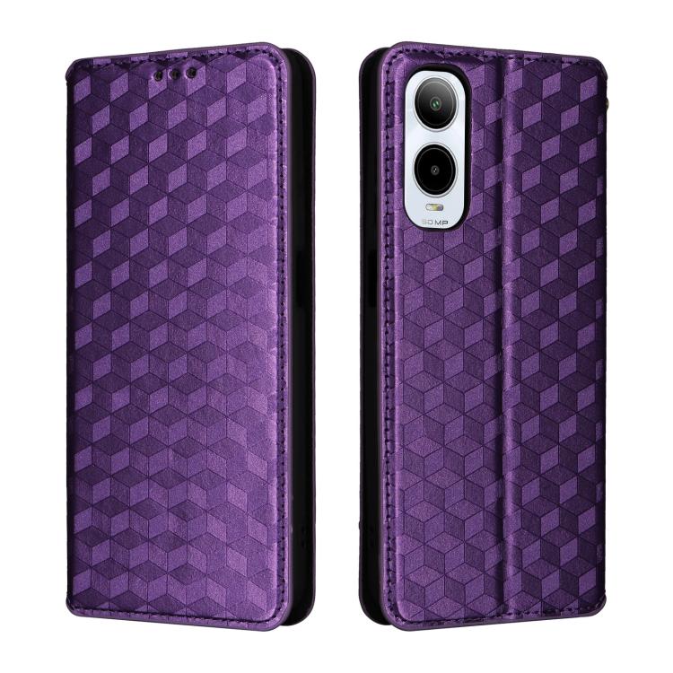 For Cricket Icon 6 Cubic Grid Texture Flip Leather Phone Case