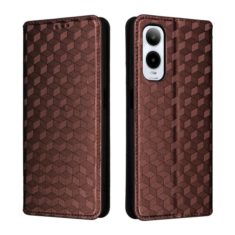 For Cricket Icon 6 Cubic Grid Texture Flip Leather Phone Case