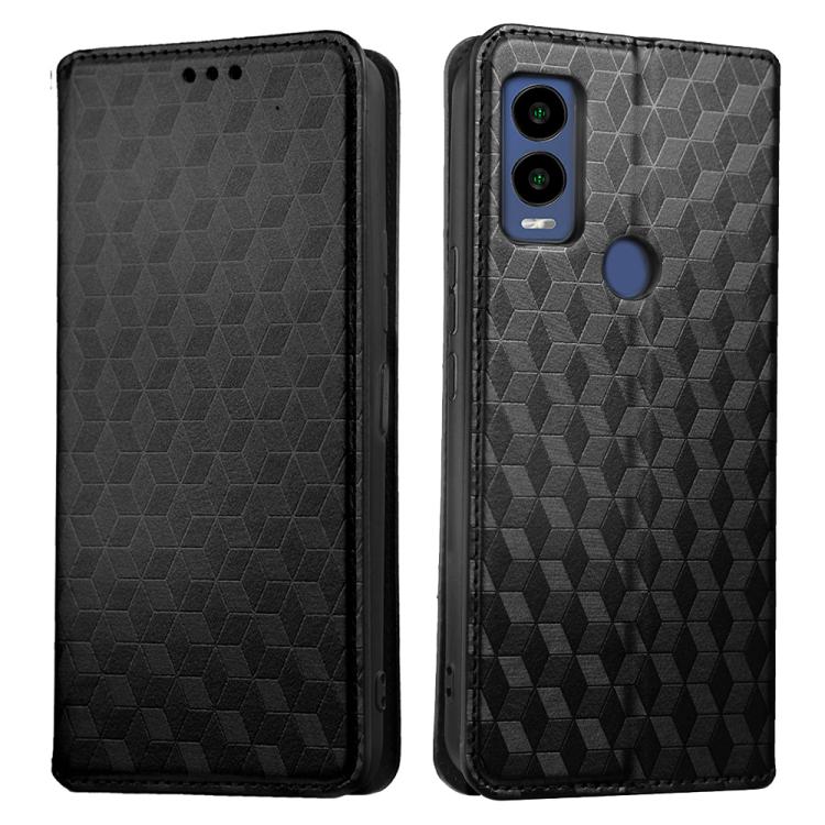 For Cricket Innovate E 5G 2022 Cubic Grid Texture Flip Leather Phone Case