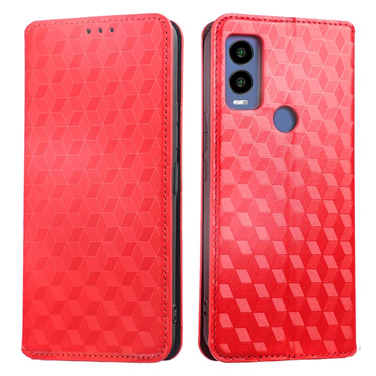For Cricket Innovate E 5G 2022 Cubic Grid Texture Flip Leather Phone Case