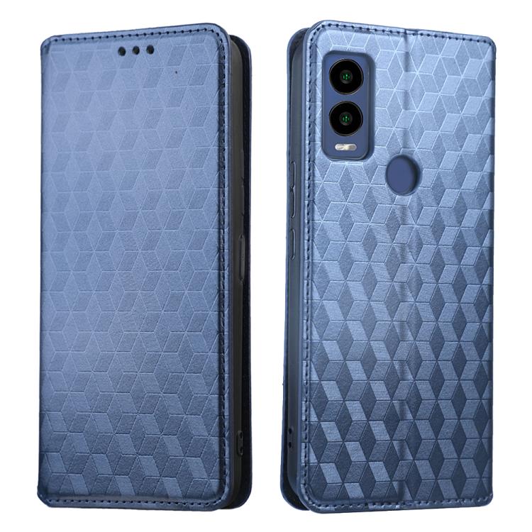 For Cricket Innovate E 5G 2022 Cubic Grid Texture Flip Leather Phone Case