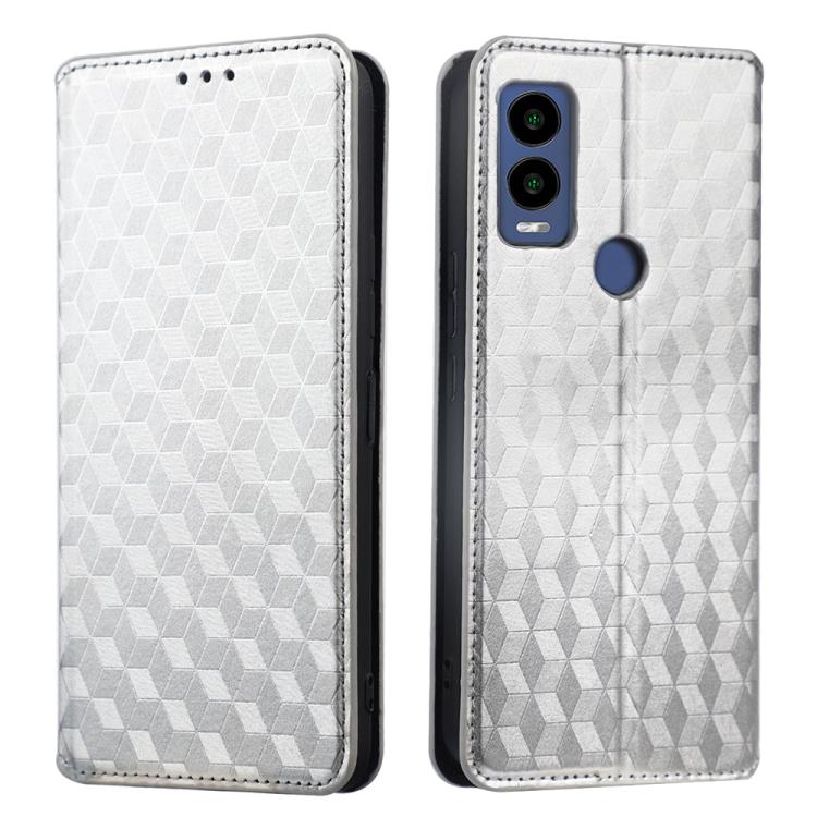 For Cricket Innovate E 5G 2022 Cubic Grid Texture Flip Leather Phone Case