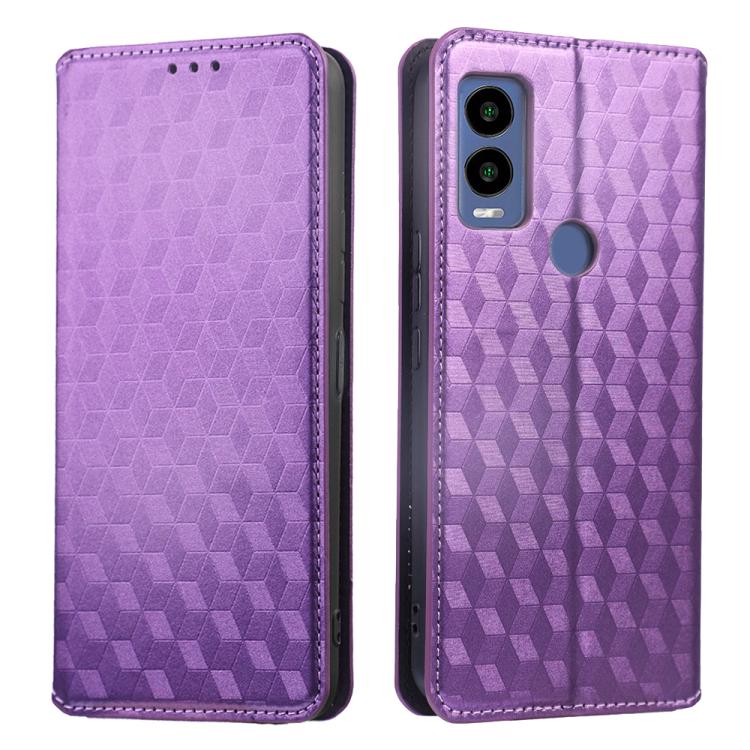 For Cricket Innovate E 5G 2022 Cubic Grid Texture Flip Leather Phone Case
