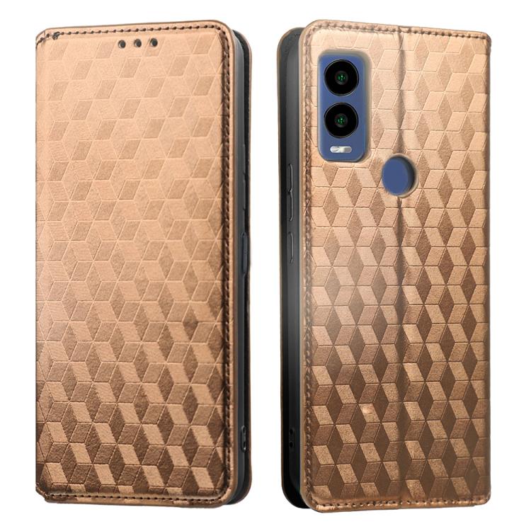 For Cricket Innovate E 5G 2022 Cubic Grid Texture Flip Leather Phone Case