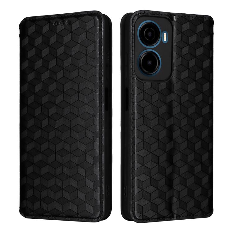 For Cricket Magic 2 5G Cubic Grid Texture Flip Leather Phone Case