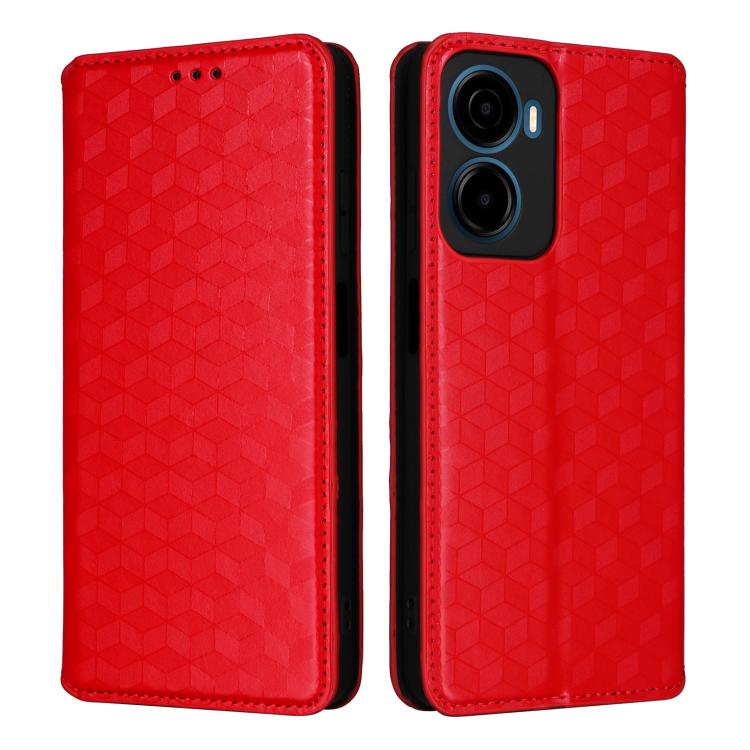 For Cricket Magic 2 5G Cubic Grid Texture Flip Leather Phone Case