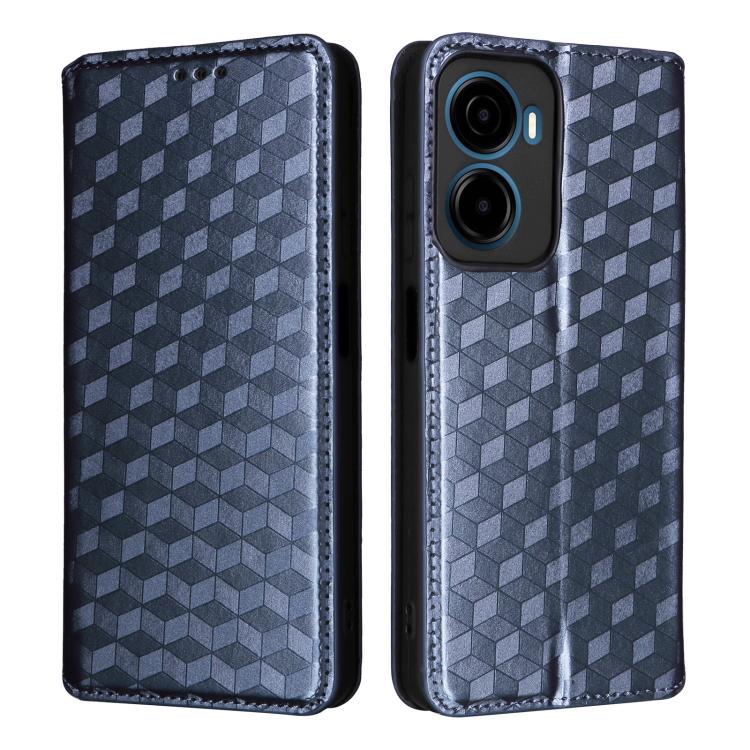 For Cricket Magic 2 5G Cubic Grid Texture Flip Leather Phone Case
