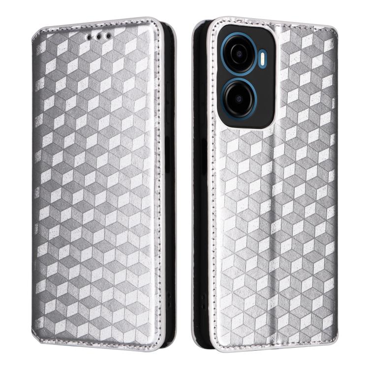For Cricket Magic 2 5G Cubic Grid Texture Flip Leather Phone Case