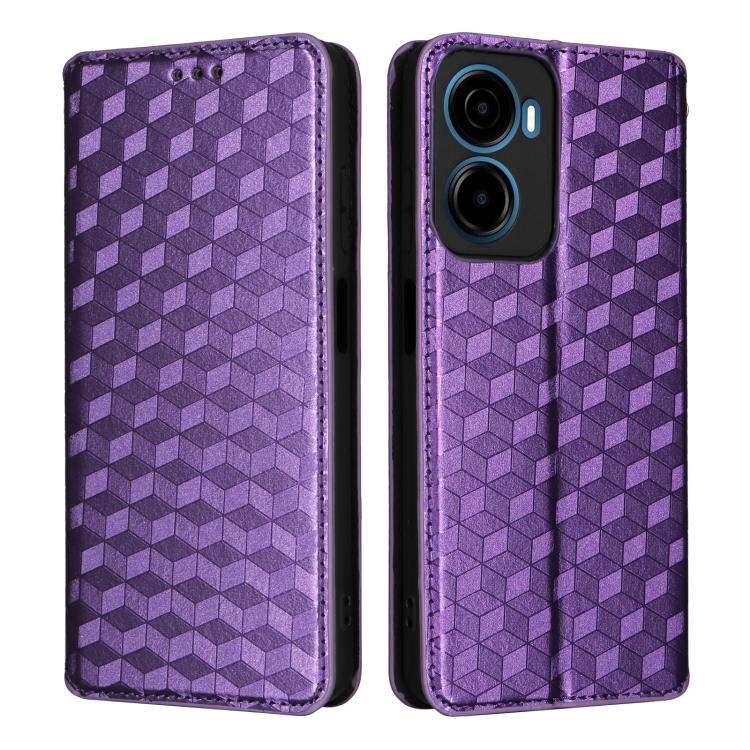 For Cricket Magic 2 5G Cubic Grid Texture Flip Leather Phone Case