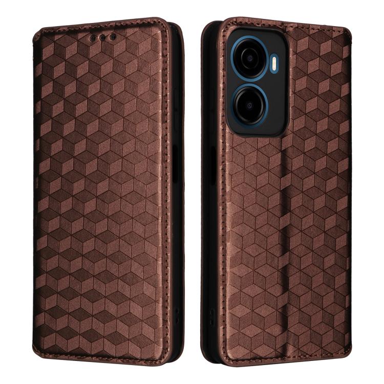 For Cricket Magic 2 5G Cubic Grid Texture Flip Leather Phone Case