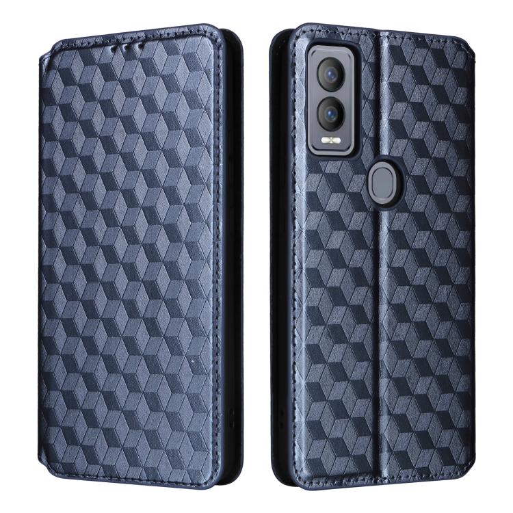 For Cricket Magic 5G Cubic Grid Texture Flip Leather Phone Case