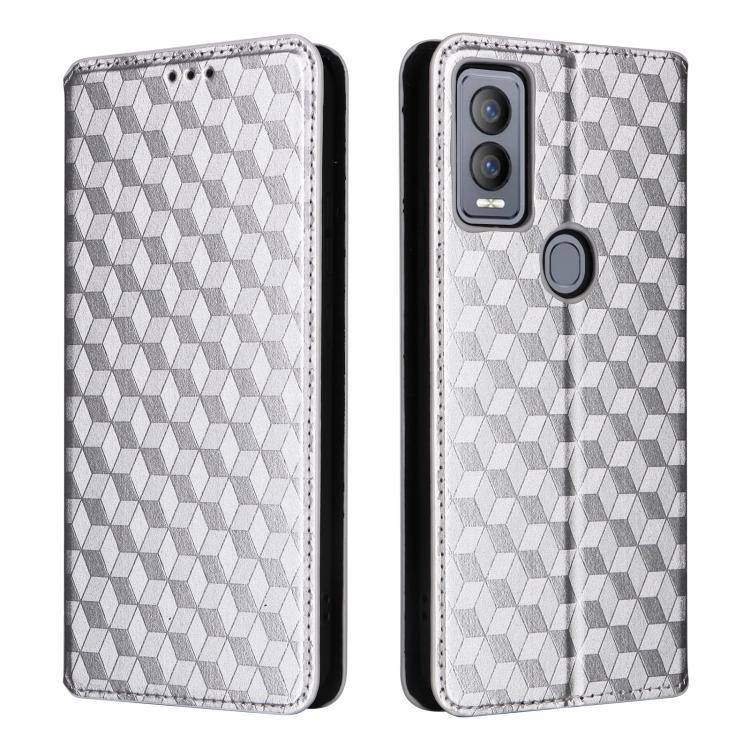 For Cricket Magic 5G Cubic Grid Texture Flip Leather Phone Case