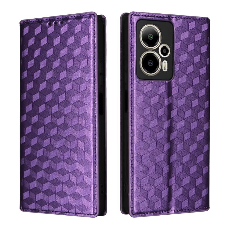 For Cricket Outlast 5G 2024 Cubic Grid Texture Flip Leather Phone Case