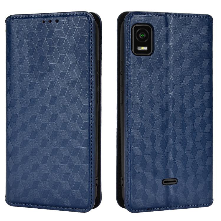 For Cricket Vision Plus Cubic Grid Texture Flip Leather Phone Case