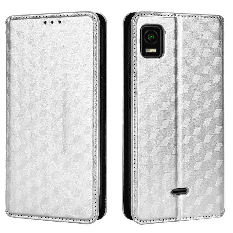 For Cricket Vision Plus Cubic Grid Texture Flip Leather Phone Case