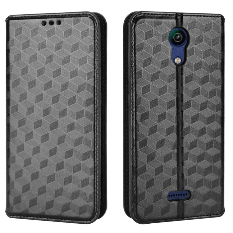 For Cricket Vision 3 Cubic Grid Texture Flip Leather Phone Case