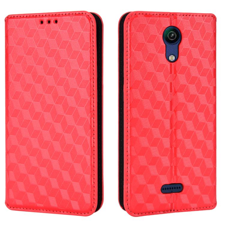 For Cricket Vision 3 Cubic Grid Texture Flip Leather Phone Case