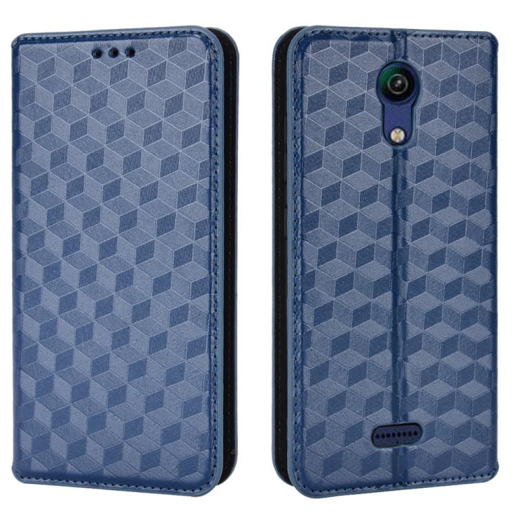 For Cricket Vision 3 Cubic Grid Texture Flip Leather Phone Case