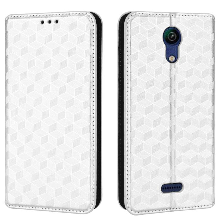 For Cricket Vision 3 Cubic Grid Texture Flip Leather Phone Case