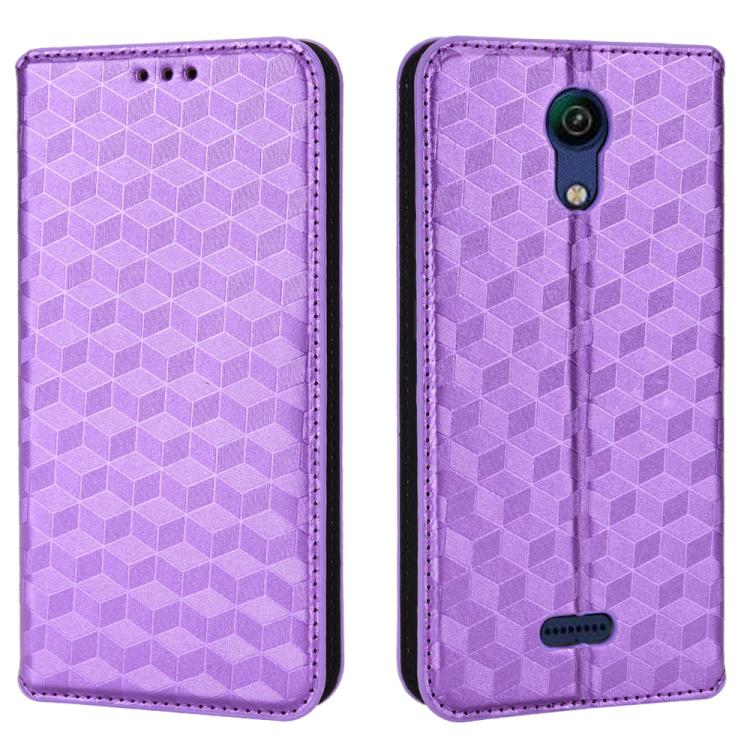 For Cricket Vision 3 Cubic Grid Texture Flip Leather Phone Case