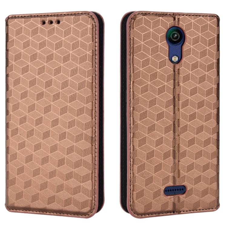 For Cricket Vision 3 Cubic Grid Texture Flip Leather Phone Case