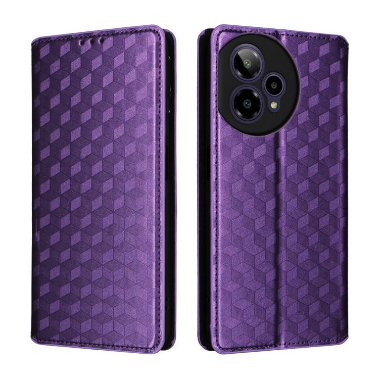 For Cricket Icon Plus 2026 / Icon 7 5G Cubic Grid Texture Flip Leather Phone Case
