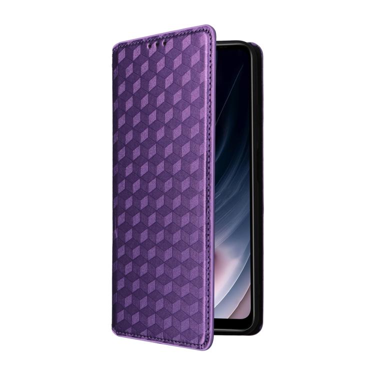 For Cricket Icon Plus 2026 / Icon 7 5G Cubic Grid Texture Flip Leather Phone Case