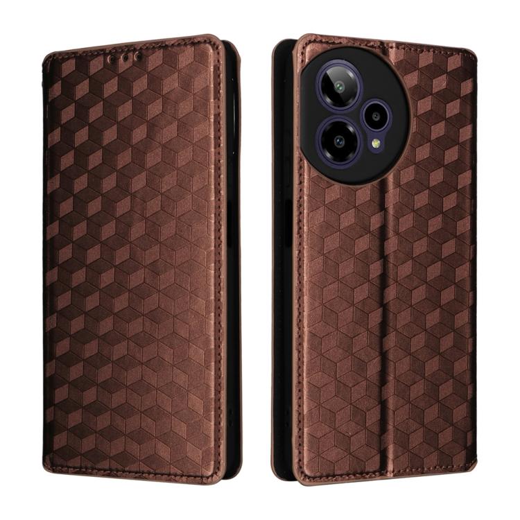 For Cricket Icon Plus 2026 / Icon 7 5G Cubic Grid Texture Flip Leather Phone Case
