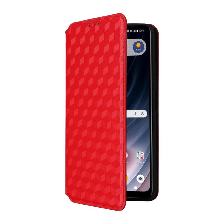 For Cricket Icon Pro 2026 / Motivate Pro 2 5G Cubic Grid Texture Flip Leather Phone Case