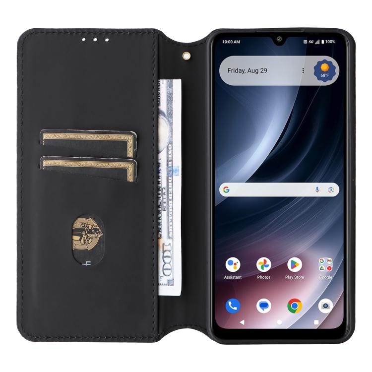For Cricket Icon Pro 2026 / Motivate Pro 2 5G Cubic Grid Texture Flip Leather Phone Case