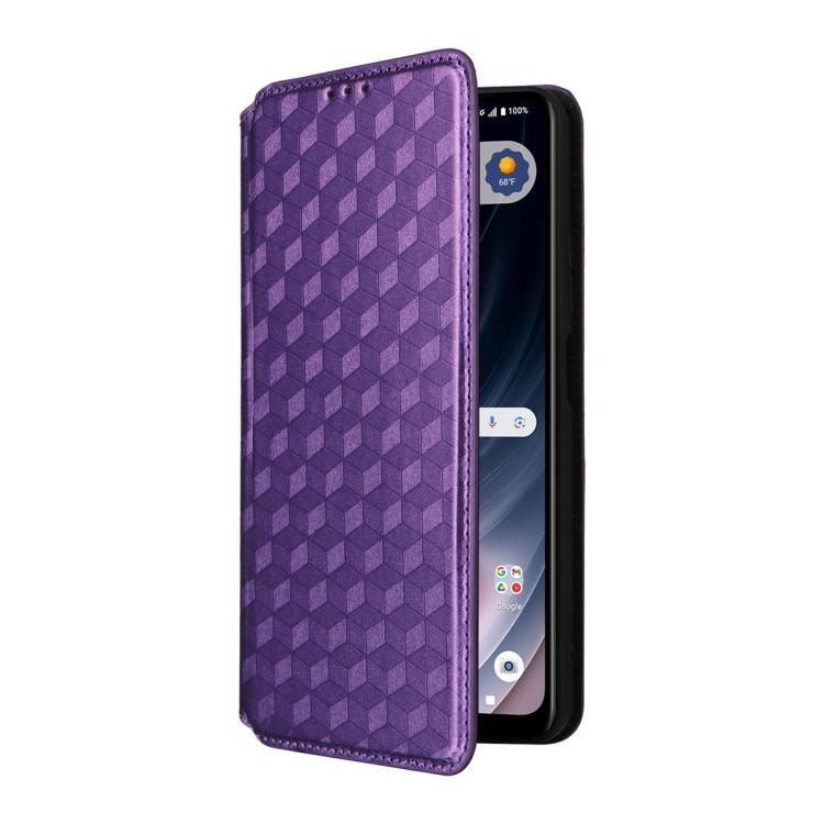 For Cricket Icon Pro 2026 / Motivate Pro 2 5G Cubic Grid Texture Flip Leather Phone Case