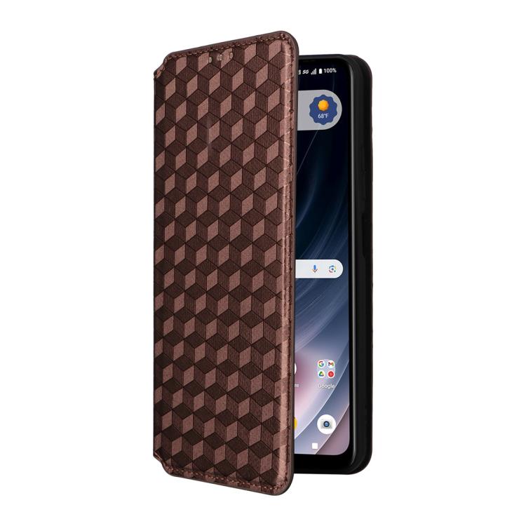 For Cricket Icon Pro 2026 / Motivate Pro 2 5G Cubic Grid Texture Flip Leather Phone Case