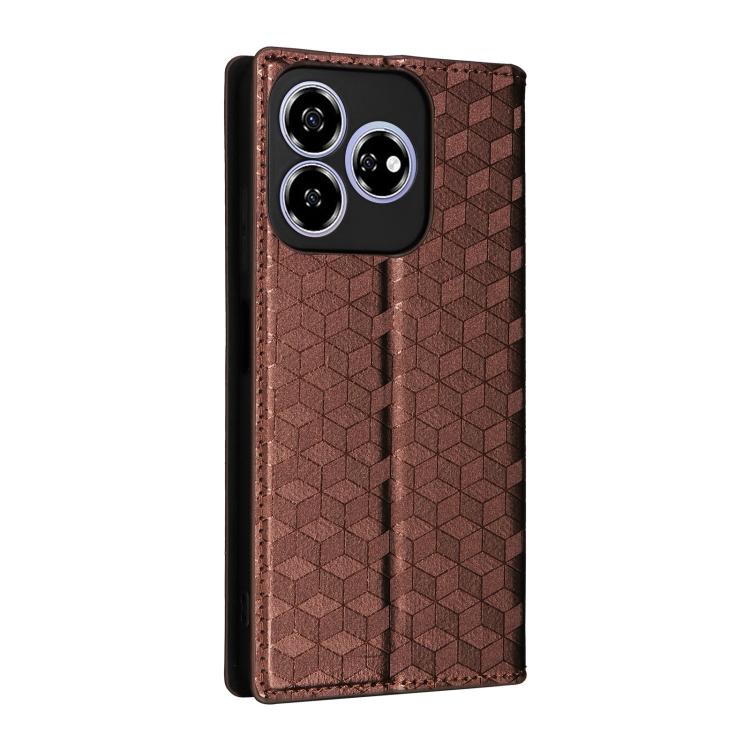 For ZTE Axon 60 4G / Blade V60 4G Cubic Grid Texture Flip Leather Phone Case
