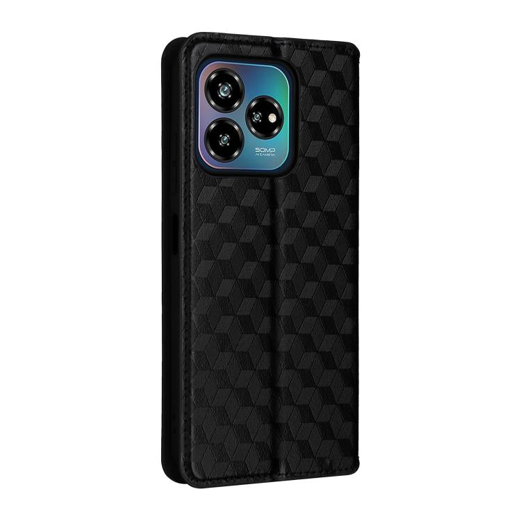 For ZTE Axon 60 Lite / Blade V60 Vita Cubic Grid Texture Flip Leather Phone Case